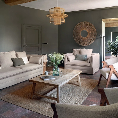 Stolik kawowy drewniany Aeris 130x70 cm prostokątny skandynawski do salonu Atmosphera