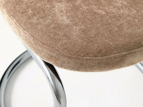 Krzesło tapicerowane Griffin do jadalni na płozach taupe chrom

