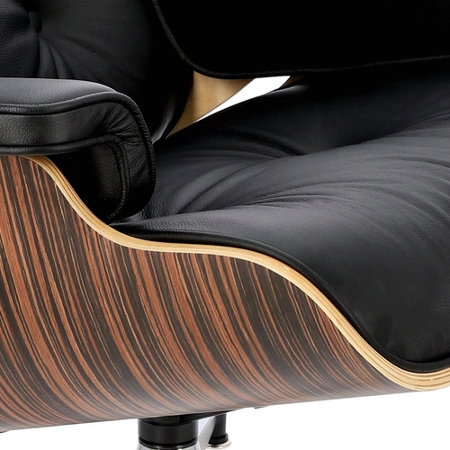 Fotel do salonu Vip D2.DESIGN czarny skórzany nowoczesny obrotowy glamour z podłokietnikami