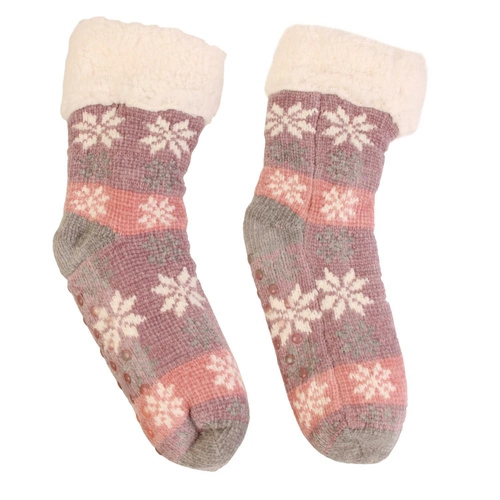 Skarpetki świąteczne ocieplane różowe Intesi nowoczesne miękkie na prezent do domu