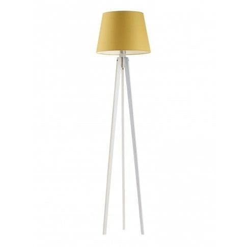 Lampa podłogowa CURACAO abażur musztardowy stelaż biały