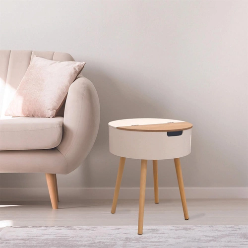 Szafka nocna biała 45 cm skandynawska z uchylnym blatem Azilal Intesi styl boho