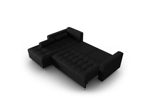 Narożnik z funkcją spania Gobi Black Leather Imitation lewostronny
