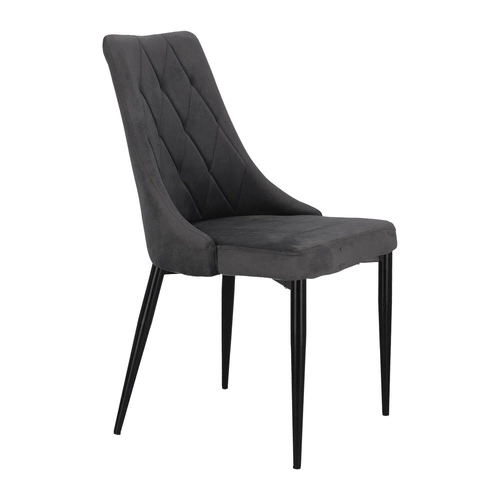 Krzesło Magnat tapicerowane welur szary glamour na czarnych metalowych nogach do jadalni Intesi