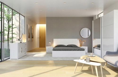 Szafka nocna Intesi Flory 55 cm biały połysk z 2 szufladami – nowoczesny design do sypialni