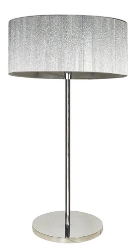 Solo nowoczesna srebrna lampa stołowa z abażurem do salonu i sypialni CANDELLUX 46 cm