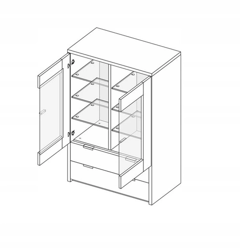 Witryna biała Merle szklana do salonu nowoczesna z szufladami 120 cm Intesi