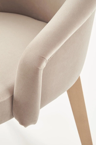 Krzesło tapicerowane welurowe Alain Intesi do jadalni i salonu beżowe z podłokietnikami
