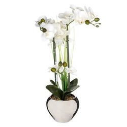 Sztuczna orchidea Atmosphera nowoczesna jak żywa w srebrnej doniczce do salonu 53 cm