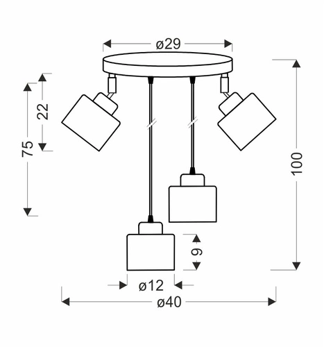 Lampa wisząca Wama czarna 4-punktowa regulowana do salonu i nad stół nowoczesna metalowa
