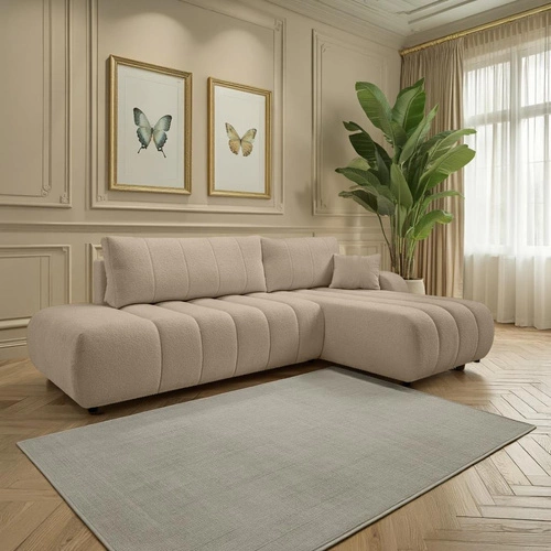 Narożnik Hobro z funkcją spania prawy     beżowy Lambi 5