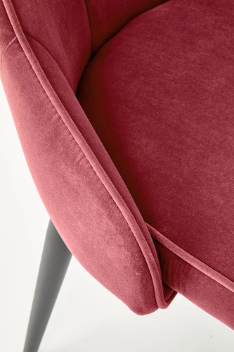 Krzesło tapicerowane Loyd Intesi do jadalni i salonu welur bordowy nowoczesne czarne nogi