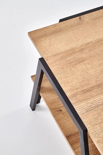 Stolik kawowy Tola prostokątny loftowy czarny dąb złoty 113x63 do salonu Intesi