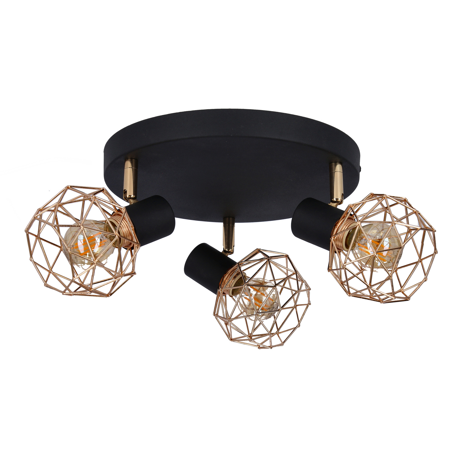 Lampa sufitowa Acrobat plafon 3x40W E14 czarny klosz złoty