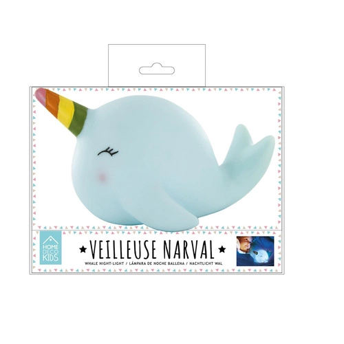 Lampka nocna dla dzieci Wieloryb niebieska nowoczesna bezprzewodowa do pokoju dziecięcego Intesi