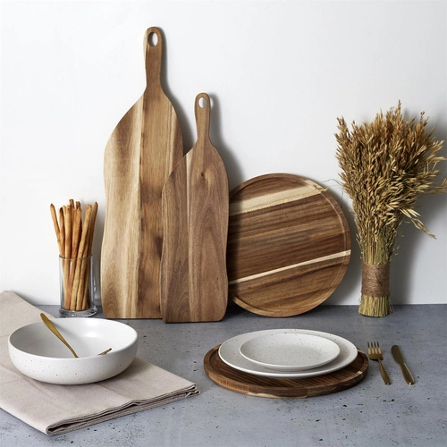 Intesi duża deska do krojenia drewniana akacjowa 64 cm do kuchni nowoczesna