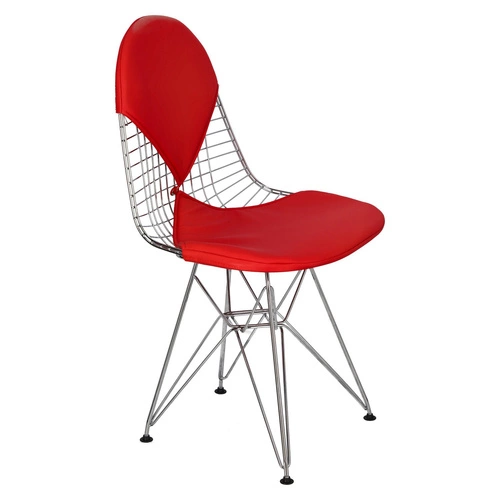 Krzesło metalowe Net Double czerwone do jadalni nowoczesne druciane D2.DESIGN chromowane