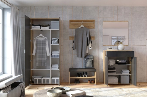 Komoda z szufladami Lana 80 cm nowoczesna dąb craft szary do salonu Intesi