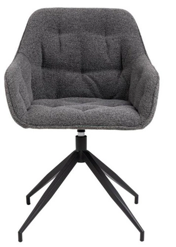 Krzesło tapicerowane obrotowe Brooke do jadalni i salonu antracytowe nowoczesne z podłokietnikami