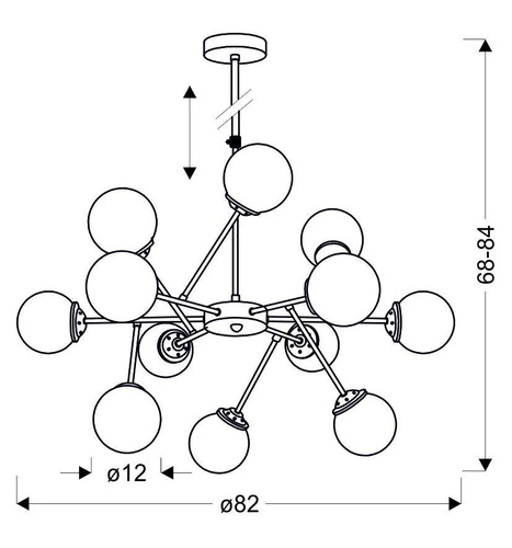 Lampa wisząca Best chrom szklana regulowana 12-punktowa do salonu i jadalni nowoczesna