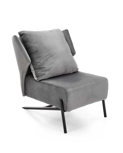 Fotel wypoczynkowy Varis szary welur skandynawski do salonu Intesi elegancki i komfortowy