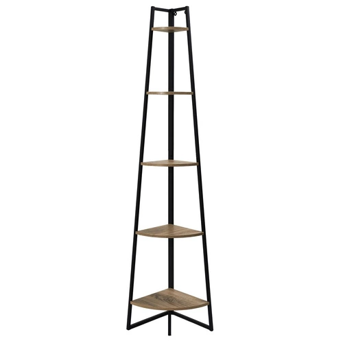 Regał narożny na książki i dekoracje Corner II industrialny metalowy z 5 półkami do salonu Intesi