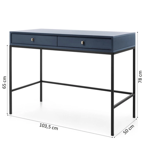 Nowoczesna toaletka Evora granatowa z szufladami do sypialni glamour 104 cm Intesi