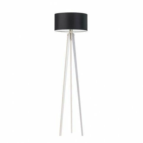 Lampa podłogowa MIAMI abażur czarny stelaż biały