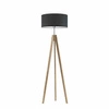 Lampa podłogowa drewniana HAITI z grafitowym abażurem do salonu i sypialni LYSNE