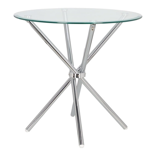 Stół okrągły szklany Ufo 80 cm transparentny nowoczesny do jadalni i salonu chrom Intesi