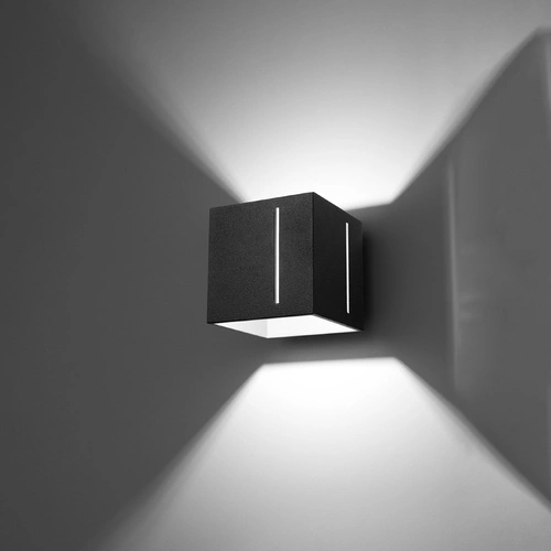 Nowoczesny kinkiet ścienny czarny PIXAR Sollux Lighting do salonu i sypialni aluminiowy 12 cm