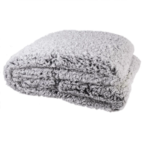 Koc polarowy Soportar Intesi szary gruby ciepły na kanapę lub łóżko 150x120 cm