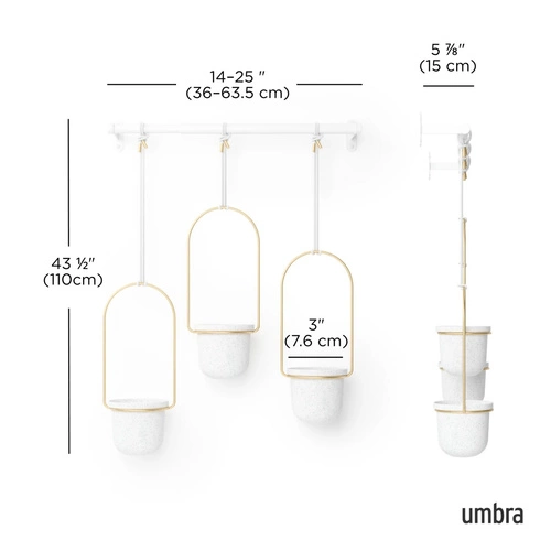 Zestaw doniczek wiszących Triflora Umbra na zioła do kuchni biały czarny regulowany