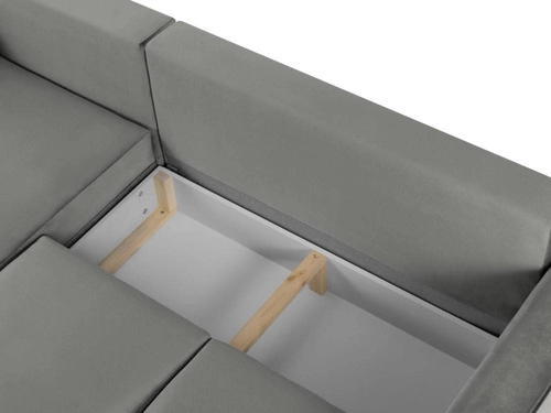Narożnik z funkcją spania Cartadera Light Grey Velvet Lewostronna kolor nóg czarny