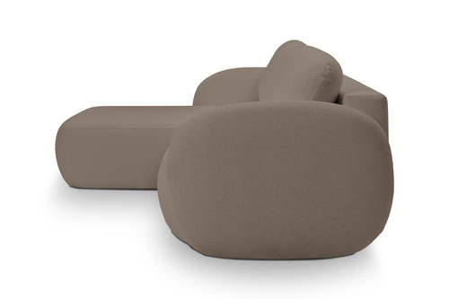 Narożnik z funkcją spania do salonu Salby lewy brązowy nowoczesny z pojemnikiem Intesi