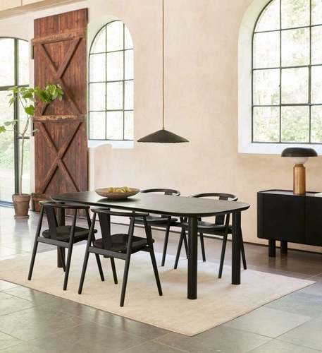 Krzesło do jadalni Relate drewniane dębowe z podłokietnikami czarne