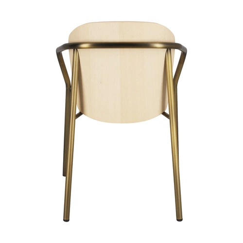 Krzesło do jadalni Finn drewniane z podłokietnikami na złotych nogach nowoczesne SCAB Design