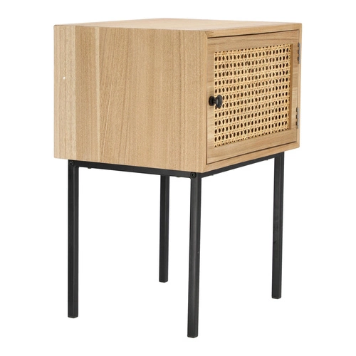 Szafka nocna z plecionym frontem 40 cm naturalna boho industrialna Intesi Panamo