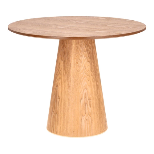 Stół okrągły Soleilo 80 cm naturalny dąb na jednej nodze do salonu i kawiarni Intesi