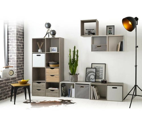 Regał na książki do salonu Kali nowoczesny 6 półek naturalny MDF skandynawski 100,5 cm