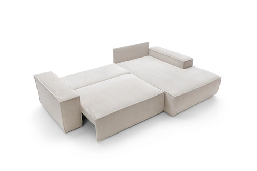 Narożnik z funkcją spania Molde M prawy beżowy nowoczesny z pojemnikiem do salonu Intesi