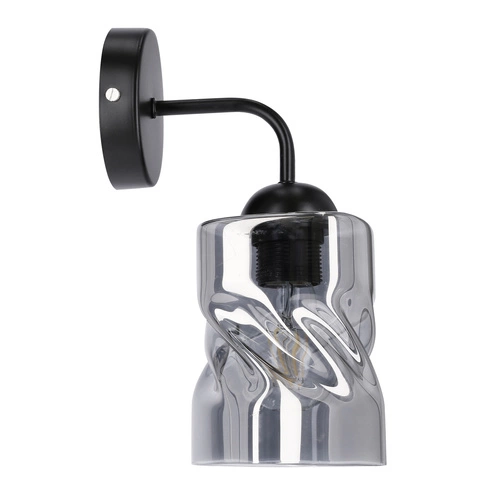 Kinkiet ścienny Felis nowoczesny czarny z dymionym szklanym kloszem do salonu i sypialni