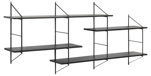 Półka na książki Belfast 2 industrialna wisząca czarna popielata 191 cm do salonu Actona