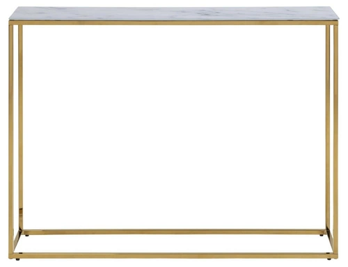 Alisma stolik konsolowy glamour biały marmur złoty do przedpokoju i salonu Actona 110 cm