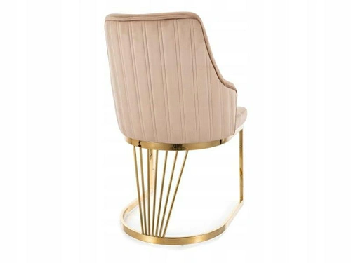 Krzesło Shively Intesi welurowe beżowe ze złotymi nogami do jadalni