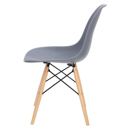 Krzesło do jadalni P016W PP inspirowane DSW szare ciemne nowoczesne tworzywo, drewniana podstawa
