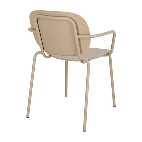 Krzesło metalowe Si-Si Arm SCAB Design beżowe z podłokietnikami do ogrodu i tarasu