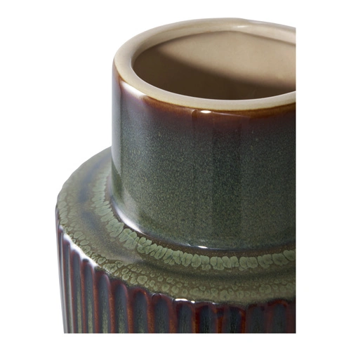 House Nordic wazon ceramiczny zielono‑brązowy 30 cm dekoracyjny do salonu