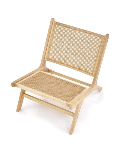 Fotel rattanowy Datura Intesi do salonu nowoczesny boho z drewnem jesionowym naturalny