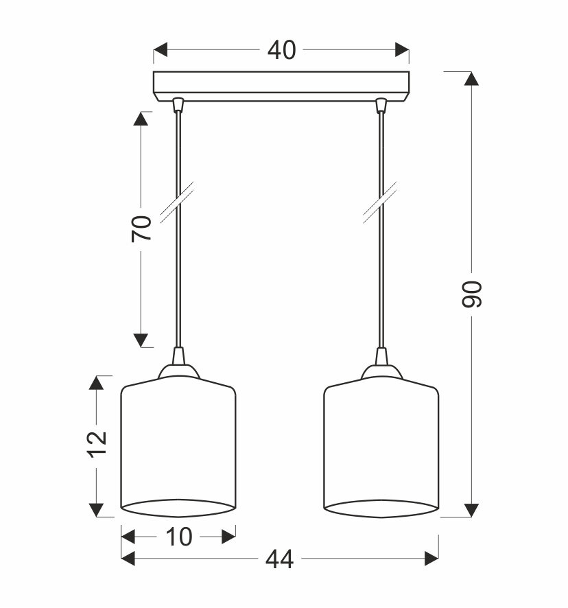 Lampa sufitowa Serena czarny 2x40 E27 klosz złoty